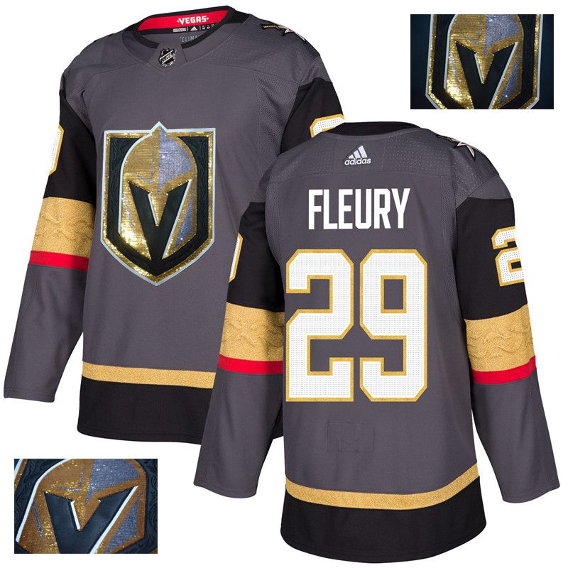 Men Vegas Golden Knights #29 Fleury Gary Gold embroidery Adidas NHL Jerseys